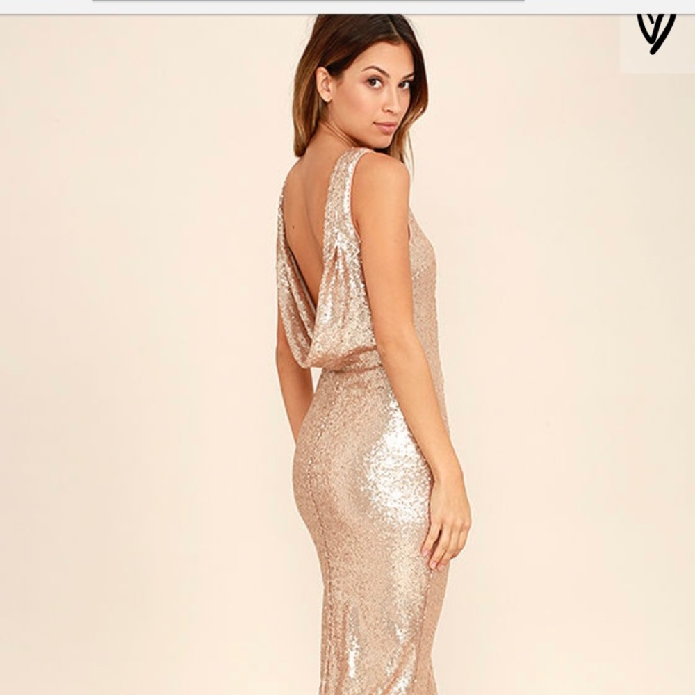 Brand new Lulus Slink & Wink Matte Rose Gold Maxi